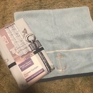 Anchor shower curtain and matching hand towel